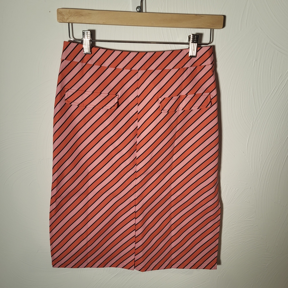 Elegant Striped Pink and Black Pencil Skirt